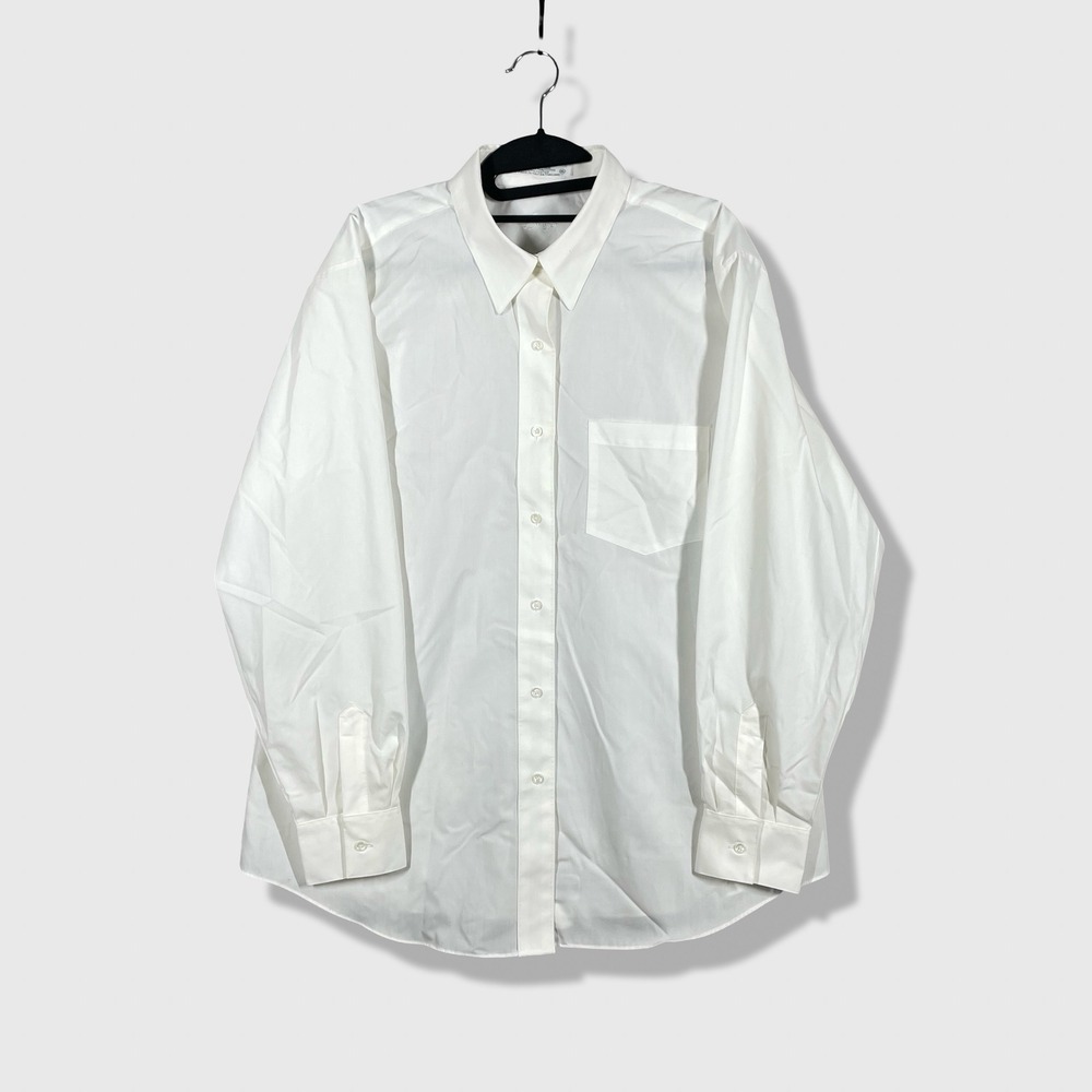 Foxcroft Button Down Shirt Womens 16 White Minimalist Professional Classic